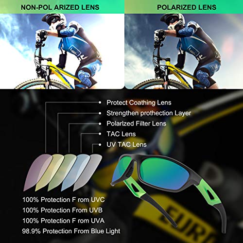 OSLOB polarizado gafas de sol deportivas para las mujeres hombres que completan operando de conducción gafas de protección uv st003 (gry)