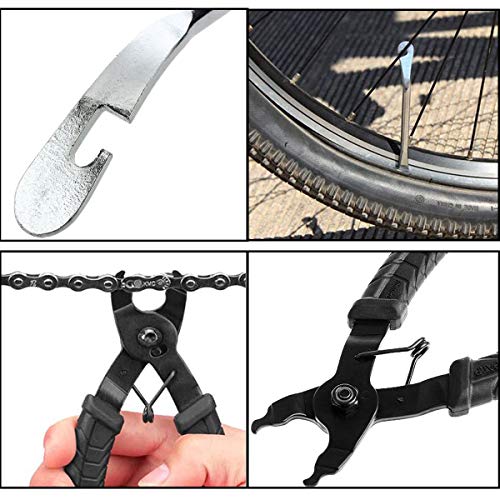 Osuter Alicates de Cadena Bicicleta de Acero Portátil con 3 PCS Palanca de Desmontar de Neumaticos Multifuncional para Herramientas Reparación Bicicletas