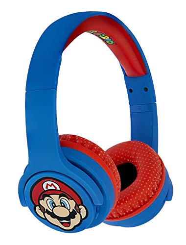 OTL Technologies - Auricular inalambrico Bluetooth para niños Rojo y Azul Super Mario (Android)