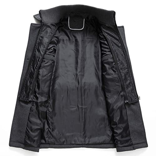 Otoño Suéter Nuevos Hombres Lana Mezclas Abrigos Otoño Invierno Color Sólido Resistente al Frío Hombres Abrigo de Lana Doble Collar Casual Gabardina, Negro, XXL