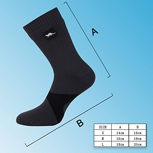 OTTER Calcetines Transpirables e Impermeables Hombre y Mujer. Ideales para Actividades al Aire Libre como Golf, Ciclismo, Senderismo o Excursionismo. (Negro & Gris, Grande (43-46))