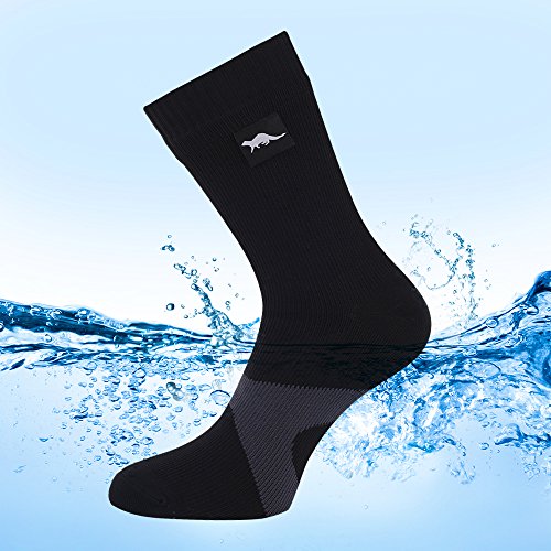 OTTER Calcetines Transpirables e Impermeables Hombre y Mujer. Ideales para Actividades al Aire Libre como Golf, Ciclismo, Senderismo o Excursionismo. (Negro & Gris, Grande (43-46))