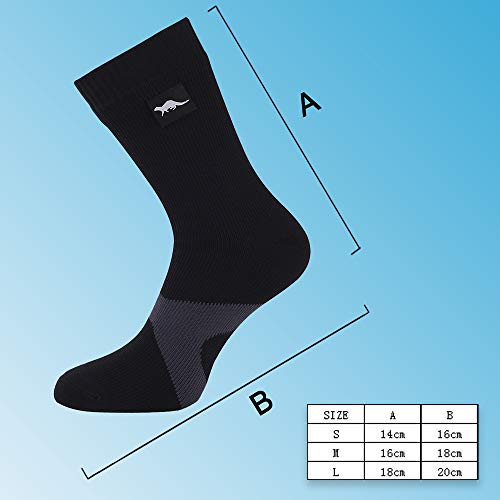 OTTER Calcetines Transpirables e Impermeables Hombre y Mujer. Ideales para Actividades al Aire Libre como Golf, Ciclismo, Senderismo o Excursionismo. (Negro & Gris, Grande (43-46))