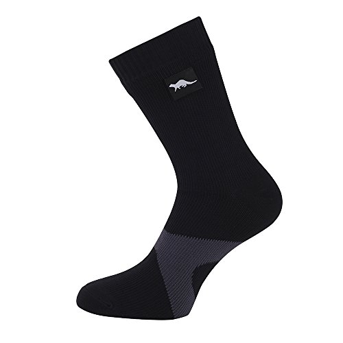 OTTER Calcetines Transpirables e Impermeables Hombre y Mujer. Ideales para Actividades al Aire Libre como Golf, Ciclismo, Senderismo o Excursionismo. (Negro & Gris, Grande (43-46))