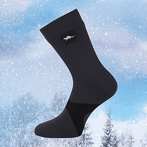 OTTER Calcetines transpirables e impermeables hombre y mujer. Ideales para actividades al aire libre como golf, ciclismo, senderismo o excursionismo. (Gris & Negro, Grande (43-46))