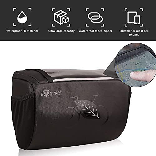 otutun Bolsa para Manillar, 5L Bolsa de Manillar de Bicicleta, Bolsa de Canasta de Bicicleta Impermeable con Pantalla táctil para MBT Bici Carretera Plegable (22 x 12 x 19 cm)