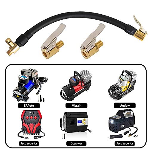 otutun Boquillas Inflado Neumático, Inflador de Aire Neumatico Manguera Boquilla Inflador Abrazadera Válvula, Portabrocas de Bloqueo con Manguera para Neumático de Coche, Camión y Muchos Más