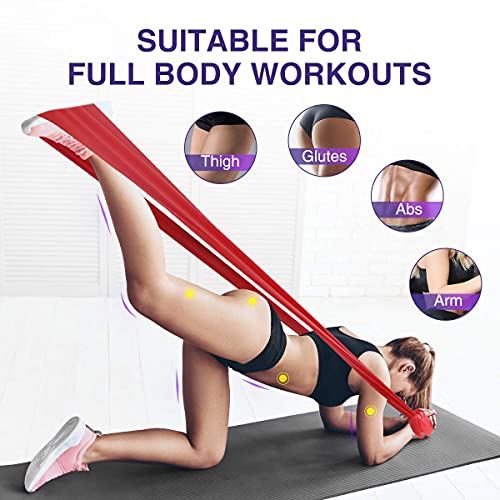 Oudort Cintas Elásticas Musculación, 4 Gomas Elásticas Fitness sin Látex con Anclaje Puerta para Yoga, Pilates, Estiramientos, Rehabilitación, Ejercicios de Musculares y Glúteos, Hombre y Mujer(1.8m)