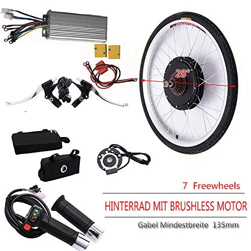 OUKANING - Kit de conversión con rueda trasera de 28" para bicicleta eléctrica, 48 V, 1000 W