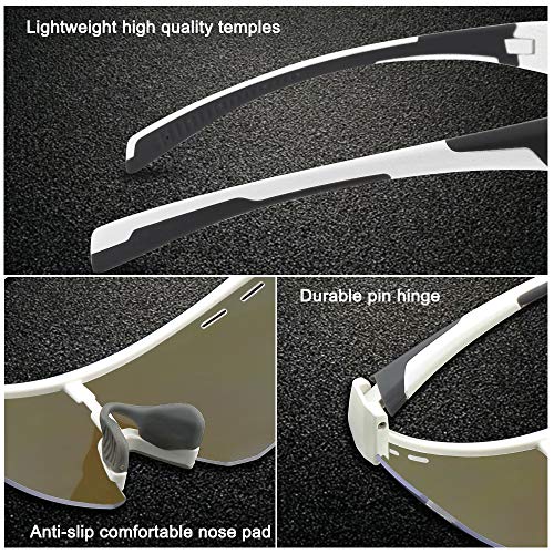 OULIQI Gafas de Sol deportivas polarizadas Gafas de sol a prueba de polvo a prueba de viento antireflejo antiniebla Gafas de Ciclismo para Hombres y Mujeres