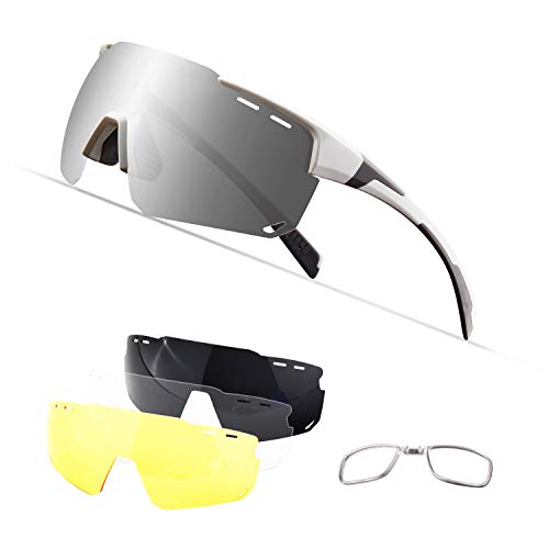OULIQI Gafas de Sol deportivas polarizadas Gafas de sol a prueba de polvo a prueba de viento antireflejo antiniebla Gafas de Ciclismo para Hombres y Mujeres