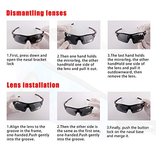 OULIQI Gafas Sol Polarizadas Hombre Mujer Gafas de Sol Deportivas UV 400 Protección Gafas con 5 Rodajas De Lentes Intercambiables para Ciclismo Correr Golf Beisbol Surf Conducción Esquiando