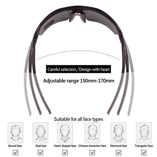 OULIQI Gafas Sol Polarizadas Hombre Mujer Gafas de Sol Deportivas UV 400 Protección Gafas con 5 Rodajas De Lentes Intercambiables para Ciclismo Correr Golf Beisbol Surf Conducción Esquiando
