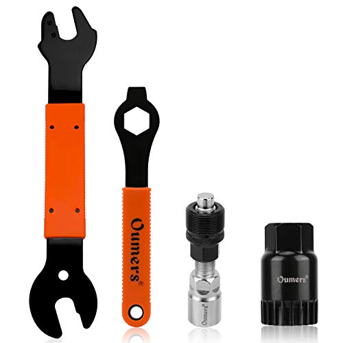 Oumers 4 PCS Profesional Bicicleta Pedal y manivela Herramienta de eliminación, Bike Pedal Wrench + Bike Crank Extractor + Bike Bottom Bracket Remover + 16mm Llave de Llave de Llave de Llave