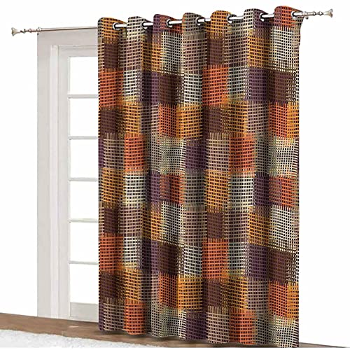 ousente Cortinas opacas anchas de decoración geométrica, patrón de edredón a cuadros y rayas, divisor digital moteado para habitación de 255 cm x 275 cm, para puerta corredera de vidrio