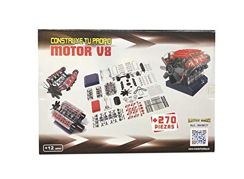 Outletdel ocio Maqueta Motor V8. Motorizado, Completamente Funcional. con Luz y Sonido. Kit de Montaje de 270 Piezas