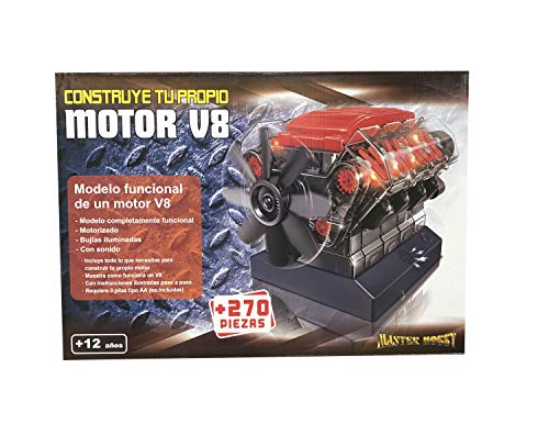 Outletdel ocio Maqueta Motor V8. Motorizado, Completamente Funcional. con Luz y Sonido. Kit de Montaje de 270 Piezas