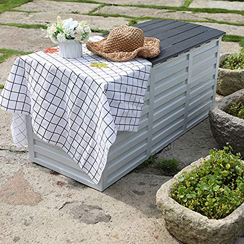 Outsunny Baúl de Almacenamiento Exterior 260L con Asas y Ruedas Incorporados Ojos de candado Arcón para Patio Jardín Piscina 112x49x53,5 cm Blanco Gris Oscuro