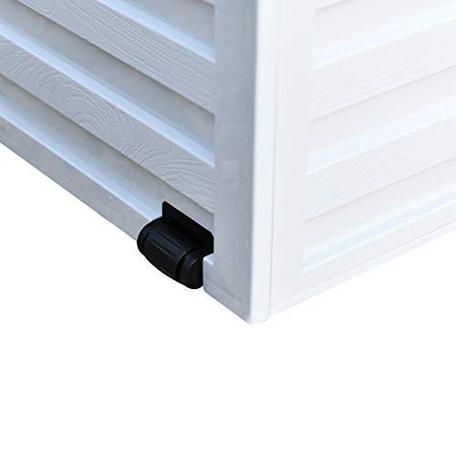 Outsunny Baúl de Almacenamiento Exterior 260L con Asas y Ruedas Incorporados Ojos de candado Arcón para Patio Jardín Piscina 112x49x53,5 cm Blanco Gris Oscuro