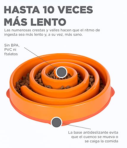 Outward Hound Fun Feeder Slo-Bowl - Comedero con obstáculos para perros - Naranja - Grande/normal