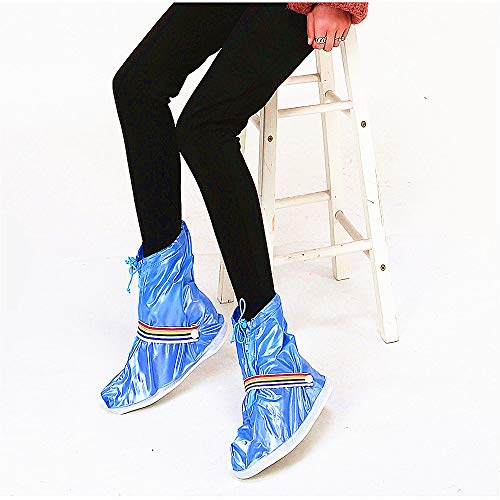 Overshoes - Botas de lluvia para mujer, multicolor, impermeables, de PVC, impermeables, para zapatos, para bicicleta, gruesas, resistentes al desgaste, para hombres y mujeres (color: azul, talla: S)