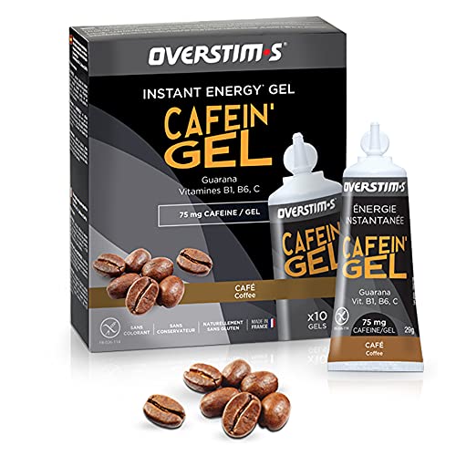 OVERSTIM.s - Cafein'Gel (10 Geles) - Café - Gel Energético Para El Deporte - Energía Instantánea - 75 Mg De Cafeína/Gel 290 g