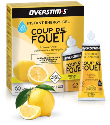 OVERSTIM.s - Coup De Fouet (10 X 30 G) - Limón - Gel Energético Líquido Para El Deporte 300 g