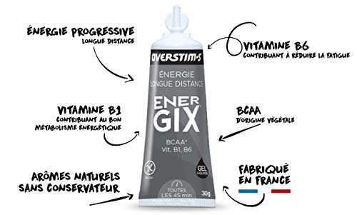 OVERSTIM.s - Energix (10 Geles) - Limón - Gel Energético De Resistencia Para Distancias Largas - Bcaa - Textura Líquida - Sabores Naturales - Sin Conservantes 300 g