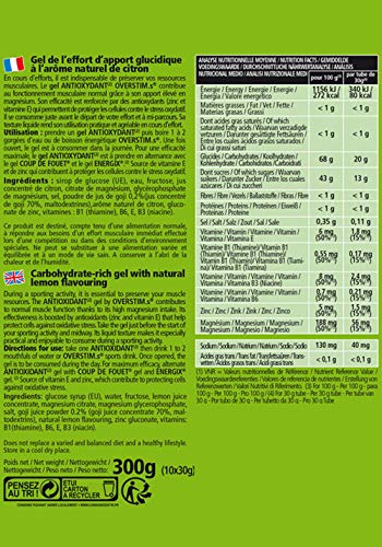 OVERSTIM.s - Gel Antioxidante (10 Geles) - Limón - Gel Energético Antioxidante Con Magnesio 300 g