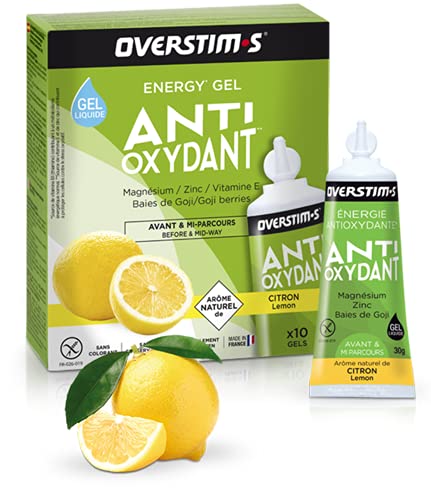 OVERSTIM.s - Gel Antioxidante (10 Geles) - Limón - Gel Energético Antioxidante Con Magnesio 300 g