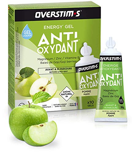 OVERSTIM.s - Gel Antioxidante (10 Geles) - Manzana Verde - Gel Energético Antioxidante Con Magnesio 300 g