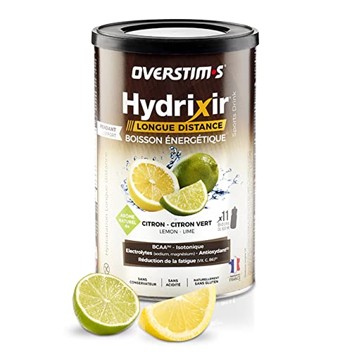 OVERSTIM.s - Hydrixir Larga Distancia (600 G) - Limón-Limón Verde - Bebida Energética Para El Deporte - Proteínas, Bcaa Y Electrolitos - Sabores Naturales - Sin Conservantes 600 g