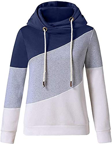 OVIWENEII Mujer Sudadera con Capucha Tops de Manga Larga Jerséis Pullover Suelta Otoño Invierno (Azul, Large)