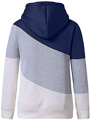 OVIWENEII Mujer Sudadera con Capucha Tops de Manga Larga Jerséis Pullover Suelta Otoño Invierno (Azul, Large)