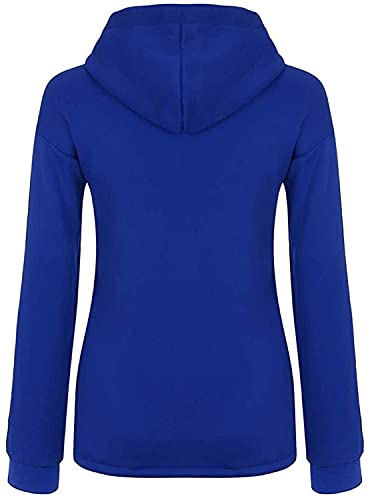 OVIWENEII Sudaderas Mujer Tallas Grandes con Capucha Pullover de Manga Larga Tops Otoño Invierno (Azul, XX-Large)