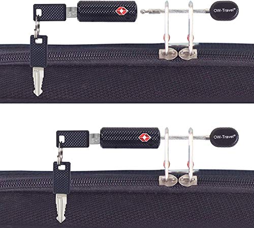 OW-Travel Candado de Cable con Llave TSA, Cable Acero Plastificado. Candado para Taquilla. Candados para mochilas y maletas. Candado Taquilla Gimnasio. TSA Candado Seguridad cable con Llaves Negro 2