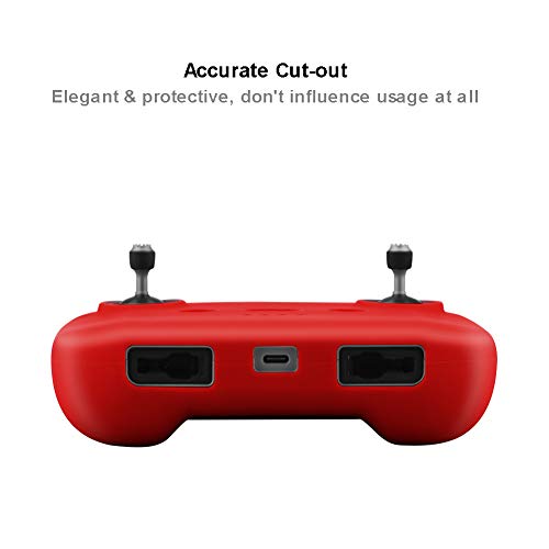 O'woda Mini 2 Funda de Silicona+Cordón de Doble Hebilla,Silicona Cubierta Protectora de Control Remoto,Correa de Nailon para Cuello para dji Mavic Air 2/Air 2S/Mavic 3/Mini 2 Drone Accesorios (Rojo)