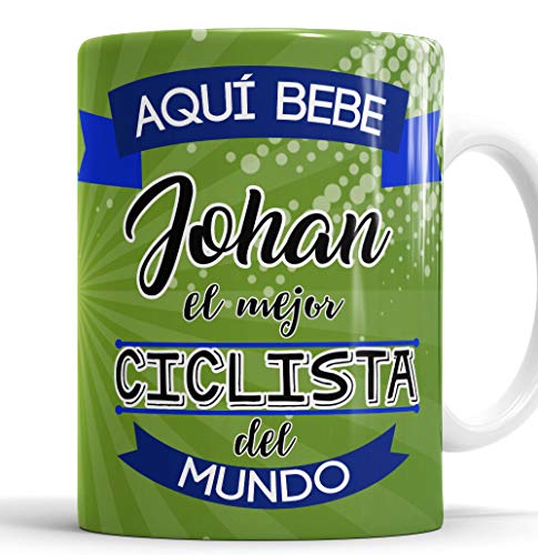 OyC Original y Creativo Taza para Ciclista - Taza Aquí Bebe El Mejor Ciclista del Mundo - Taza Regalo para Ciclista - con Frase y Dibujo Personalizada con Nombre (Ciclista)