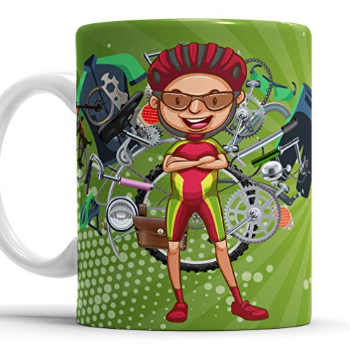 OyC Original y Creativo Taza para Ciclista - Taza Aquí Bebe El Mejor Ciclista del Mundo - Taza Regalo para Ciclista - con Frase y Dibujo Personalizada con Nombre (Ciclista)