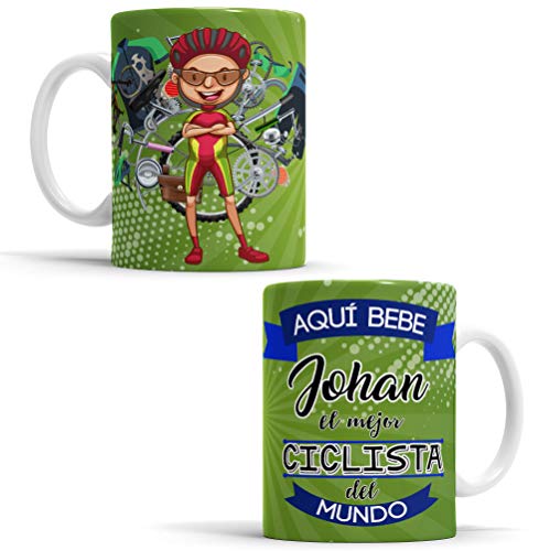 OyC Original y Creativo Taza para Ciclista - Taza Aquí Bebe El Mejor Ciclista del Mundo - Taza Regalo para Ciclista - con Frase y Dibujo Personalizada con Nombre (Ciclista)