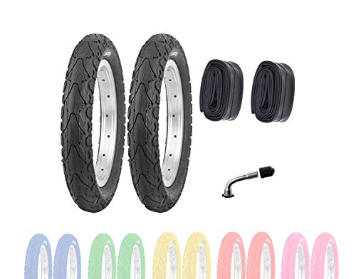 P4B | 2X neumáticos para niños de 12 Pulgadas (62-203) | 2X Cubiertas Negro con mangueras Schrader |12 1/2 x 2 1/4 | con trabilla Central Ancha para Mayor Estabilidad Durante la conducción