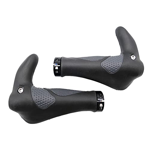 P4B - Mango de Rosca Ergo Bar de ends-138/138 Velo - Puños para Bicicleta con Forma de alas - Forma Muy ergonómica - Tricomponentes de Gel - Manetas de Gel - 138/138 - Velo - En Negro/Gris