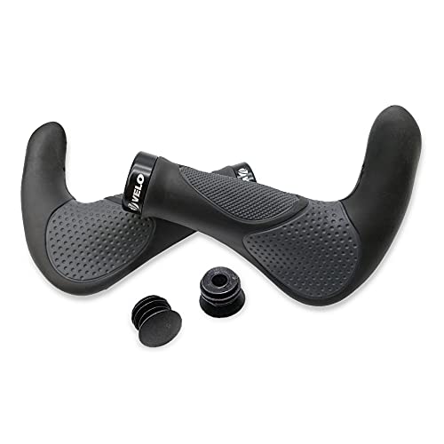 P4B - Mango de Rosca Ergo Bar de ends-138/138 Velo - Puños para Bicicleta con Forma de alas - Forma Muy ergonómica - Tricomponentes de Gel - Manetas de Gel - 138/138 - Velo - En Negro/Gris