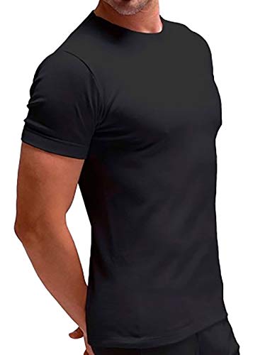 Pack 2 - Camiseta Interior Manga Corta termica Hombre (Negro, L)