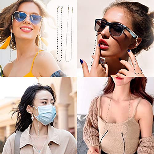 Pack 2 Colgantes Para Mascarillas - Cadenas y Cordones de Gafas Para Mujer - Colgante Para Mascarilla - Cadena de Gafas Mujer - Soportes Para Gafas - Cordones para el Cuello Para Gafas.