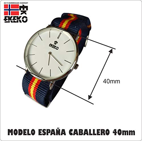 Pack 2 Unidades Relojes Hombre 1ud (40mm) y Mujer/Junior 1 ud (37mm) Correa de Nylon. EKEKO SPORT Mod. ESPAÑA