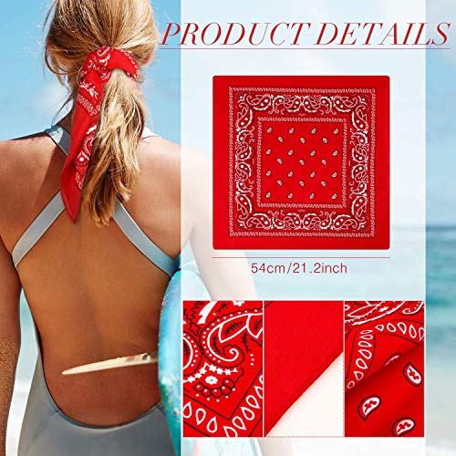 Pack 3 Pañuelos Bandanas de Paisley de Algodón para Cuello Pulsera Cabeza Unisex (negro+rojo+azul oscuro, Talla única)