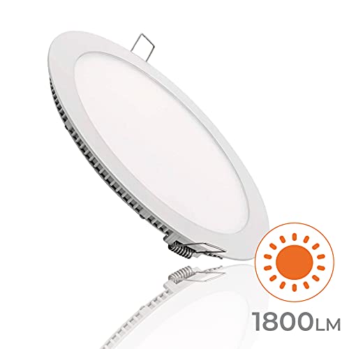 Pack 5x Downlight LED Panel Extraplano Redondo 20W. Color Blanco Frio (6500K). 1800 Lumenes. Corte Standard.