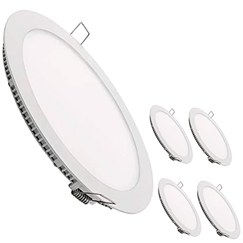 Pack 5x Downlight LED Panel Extraplano Redondo 20W. Color Blanco Frio (6500K). 1800 Lumenes. Corte Standard.