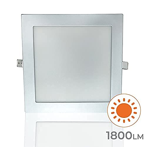 Pack 5x Panel LED Cuadrado Marco Plata 20W. Color Blanco Calido (3000K). 1800 Lumenes. Downlight Empotrar. Driver incluido.